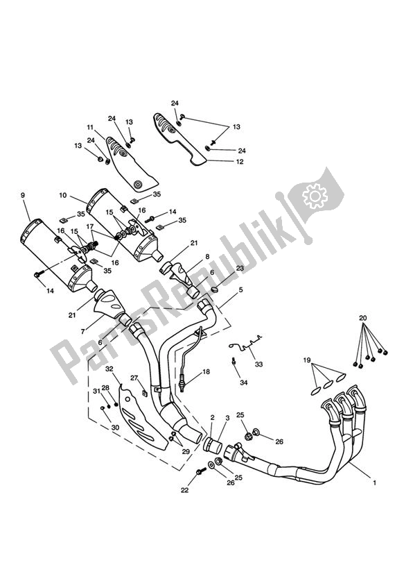 Wszystkie części do Exhaust From Vin281466 Triumph Speed Triple 1050 UP TO VIN 333178 2005 - 2010