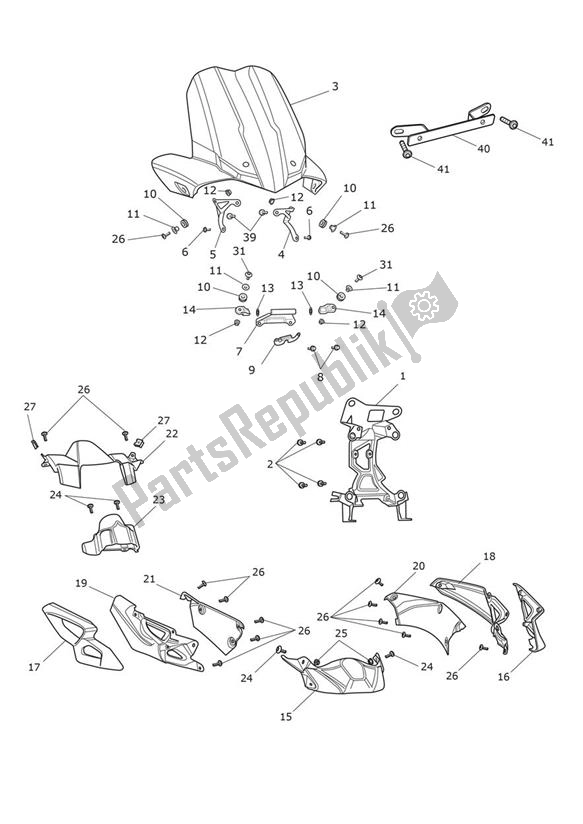 All parts for the Cockpit of the Triumph Tiger XR UP TO VIN 855531 1215 2015 - 2017