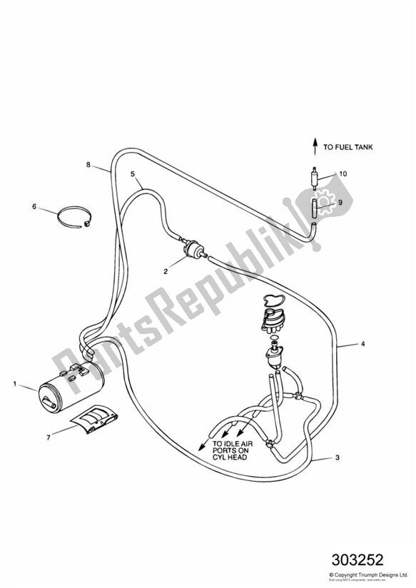 Alle onderdelen voor de Evap System van de Triumph Sprint RS 955 From VIN 139277 2002 - 2004