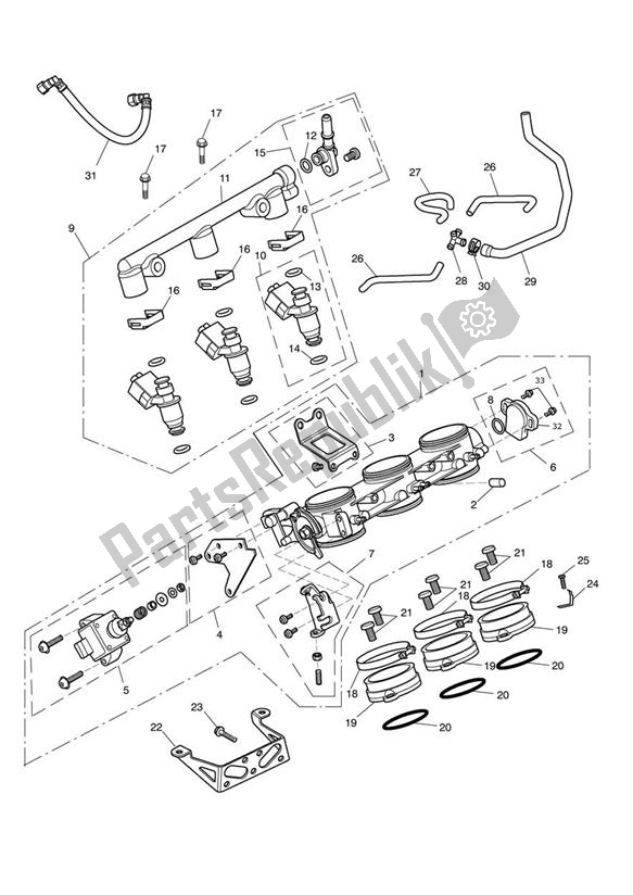All parts for the Injection of the Triumph Sprint GT 1050 2011 - 2016
