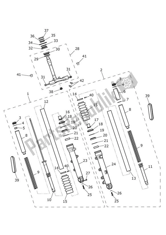 Todas as partes de Suspensão Dianteira do Triumph Bonneville T 120 From AC 6130 +chrome & Goldline 1200 2021 - 2024