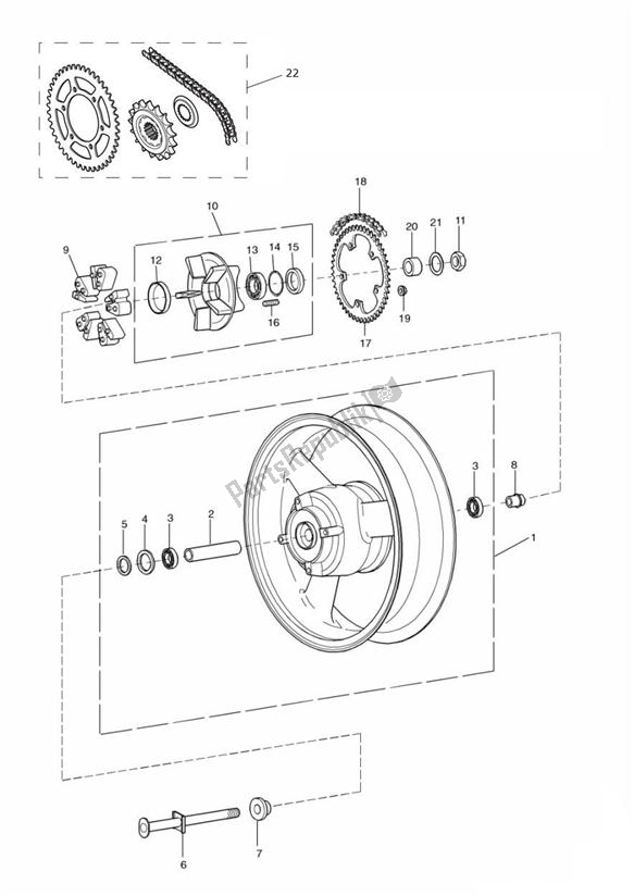 All parts for the Rear Wheel of the Triumph Sprint RS 955 UP TO VIN 139276 1999 - 2002