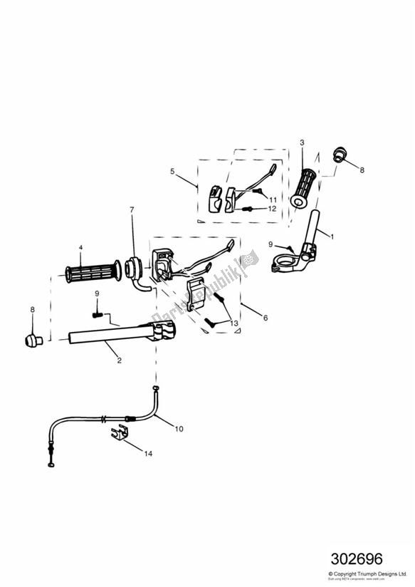 Todas as partes de Handlebar Switch Low do Triumph Speed Triple 885/ 955 UP TO VIN 141871 1994 - 2001