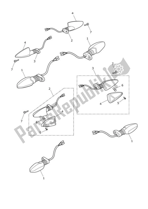 All parts for the Indicator of the Triumph Street Triple RS UP TO VIN 965682 765 2017 - 2020