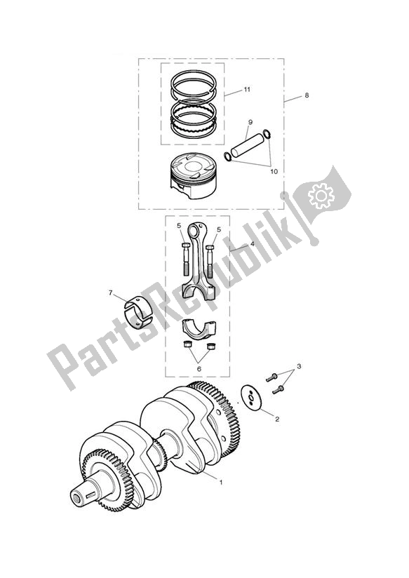 Toutes les pièces pour le Vilebrequin du Triumph Bonneville EFI UP TO VIN 380776 865 2008 - 2011