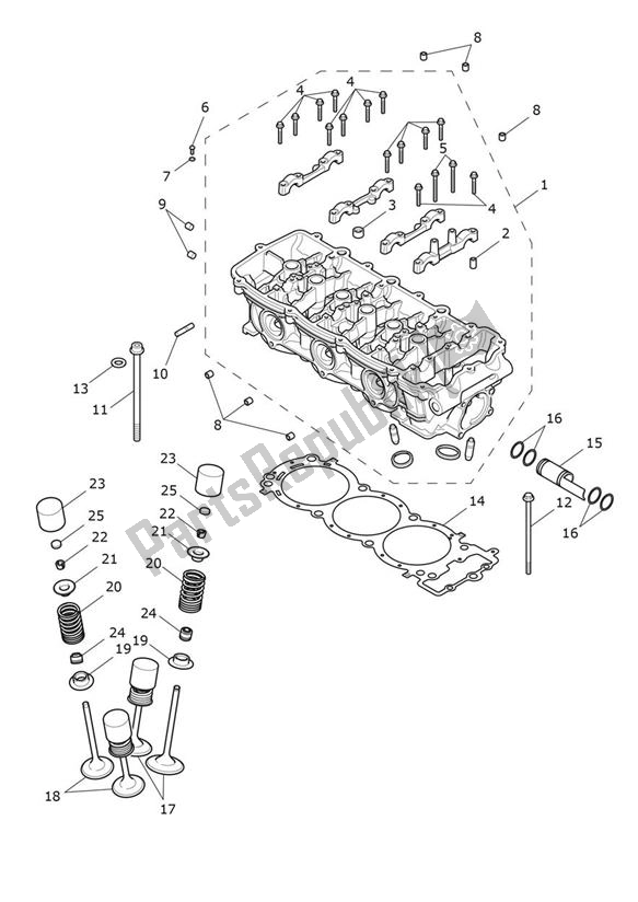 All parts for the Cylinder Head of the Triumph Rocket 3 GT Black 2458 2021