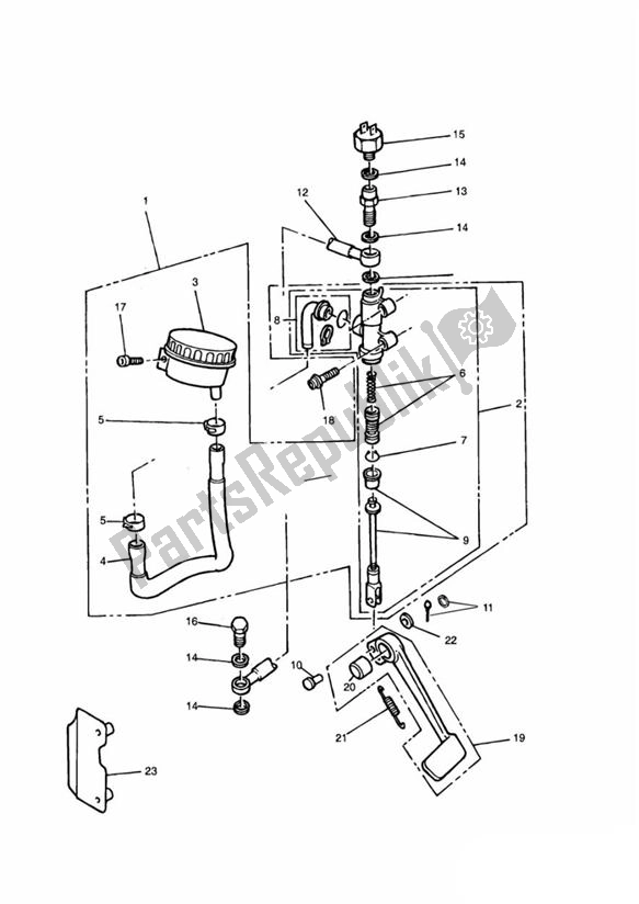 All parts for the Master Cylinder Assy Rear of the Triumph Speed Triple Carburator 885 1994 - 1997
