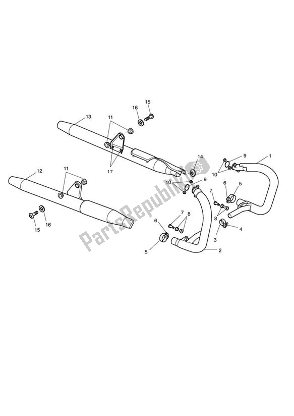 All parts for the Exhaust of the Triumph America EFI From VIN 468390 865 2008 - 2017