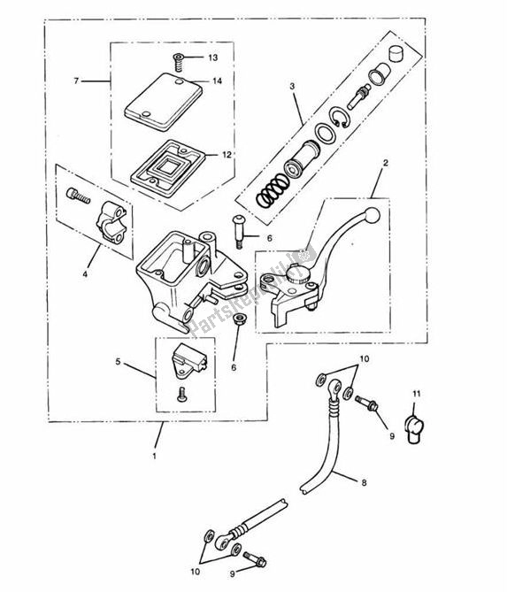 All parts for the Clutch Control of the Triumph Trident 750 & 900 748 1990 - 1998