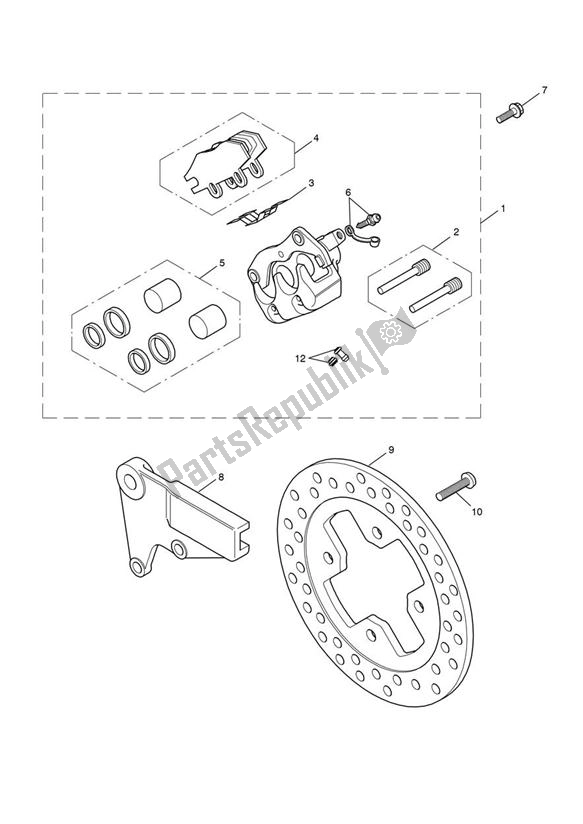 Todas as partes de Break Rear do Triumph Bonneville & SE From VIN 380777 865 2009 - 2015