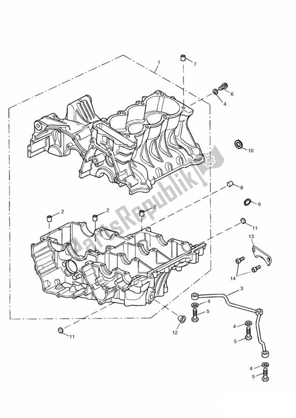 All parts for the Crankcase Up To Engine228630 of the Triumph Daytona 955I From VIN 132513 1997 - 2006