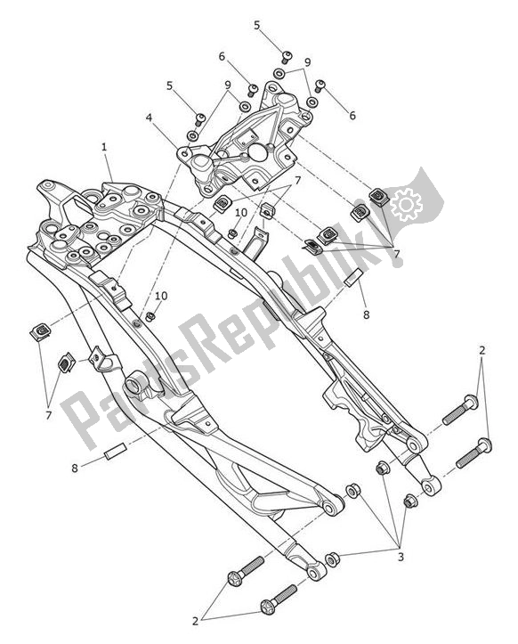 All parts for the Rear Frame Assembly of the Triumph Speed Triple RS From VIN 867601 1050 2018 - 2020