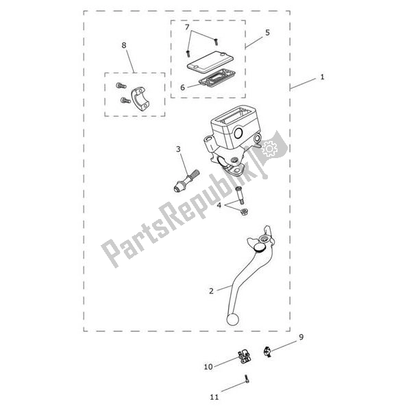 All parts for the Master Cylinder Assy Front of the Triumph Tiger XRT From VIN 855532 1215 2018 - 2021