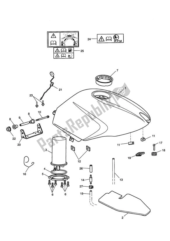 Tutte le parti per il Serbatoio Di Carburante del Triumph Speed Triple 1050 From VIN 333179 2011 - 2015