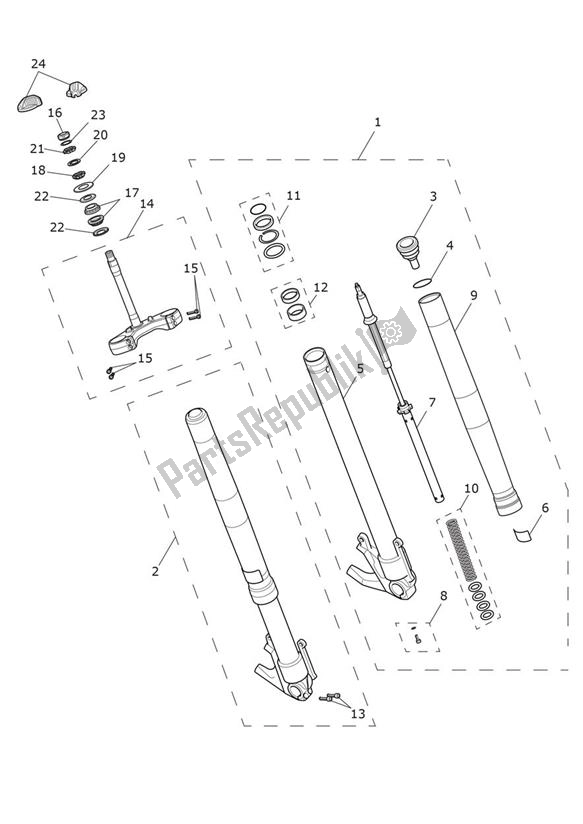 Toutes les pièces pour le Suspension Avant du Triumph Tiger 1200 SE Desert 1215 2018 - 2020