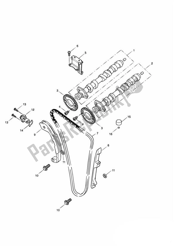 Toutes les pièces pour le Camshafts Timing Chain du Triumph Daytona 955I From VIN 132513 1997 - 2006