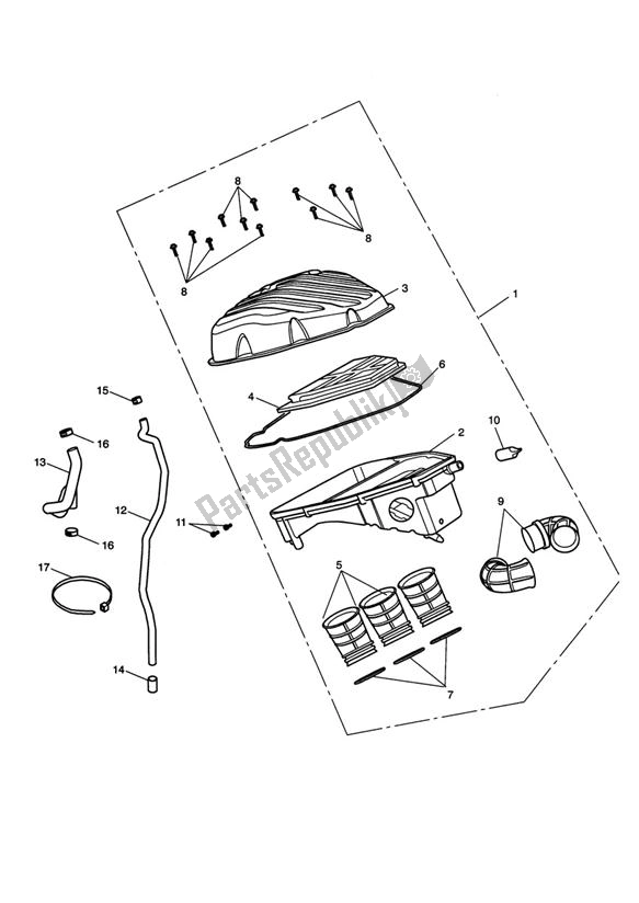 Wszystkie części do Airbox (airfilter) Triumph Speed Triple 1050 From VIN 333179 2011 - 2015