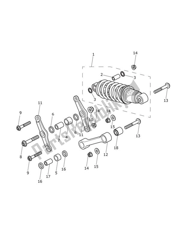 All parts for the Rear Suspension Unit of the Triumph Bobber From AC 1196 1200 2017 - 2021