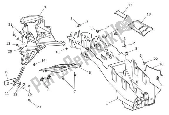 Tutte le parti per il Parafango Posteriore del Triumph Tiger XRX From VIN 855532 1215 2018 - 2021