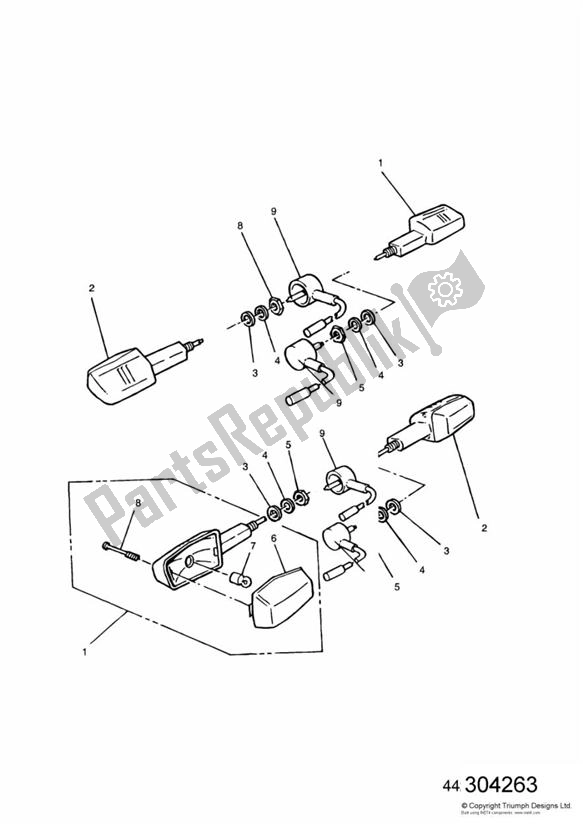 Alle onderdelen voor de Indicator - T400 van de Triumph Tiger T 400 Carbs 885 1993 - 1998