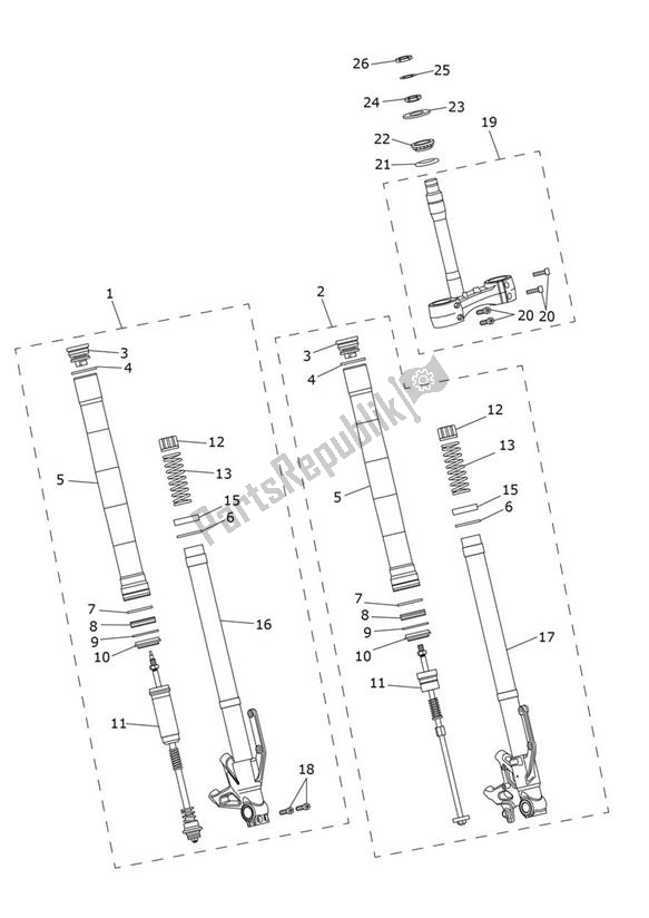 Toutes les pièces pour le Suspension Avant du Triumph Street Triple R From VIN BF 1297 765 2021 - 2024