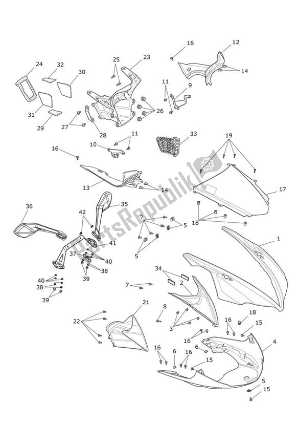 Tutte le parti per il Cockpit del Triumph Daytona 675 From VIN 564948 2017 - 2018