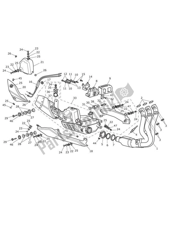 All parts for the Exhaust of the Triumph Daytona R From VIN 564948 675 2017 - 2018