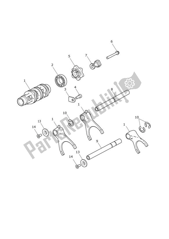 Toutes les pièces pour le Gear Selector Drum Gear Selector Forks du Triumph Tiger Explorer 1215 2012 - 2016