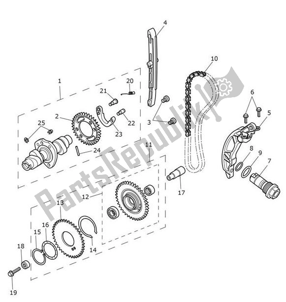 All parts for the Camshaft Timing Chain of the Triumph Scrambler 1200 XE UP TO AC 8498 2019 - 2021