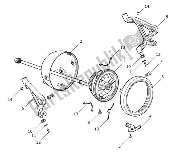 Alle onderdelen voor de Koplamp van de Triumph Scrambler 1200 XC UP TO AE 9097 2019 - 2020