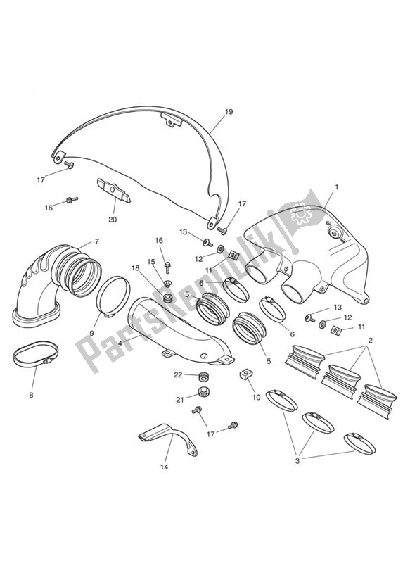 Todas as partes de Airbox (airfilter) Ansaugtrakt do Triumph Rocket III 2294 2004 - 2012