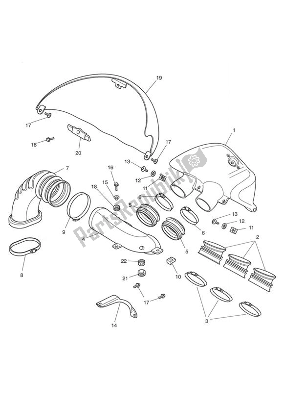 All parts for the Airbox (airfilter) Ansaugtrakt of the Triumph Rocket III Classic 2294 2006 - 2010