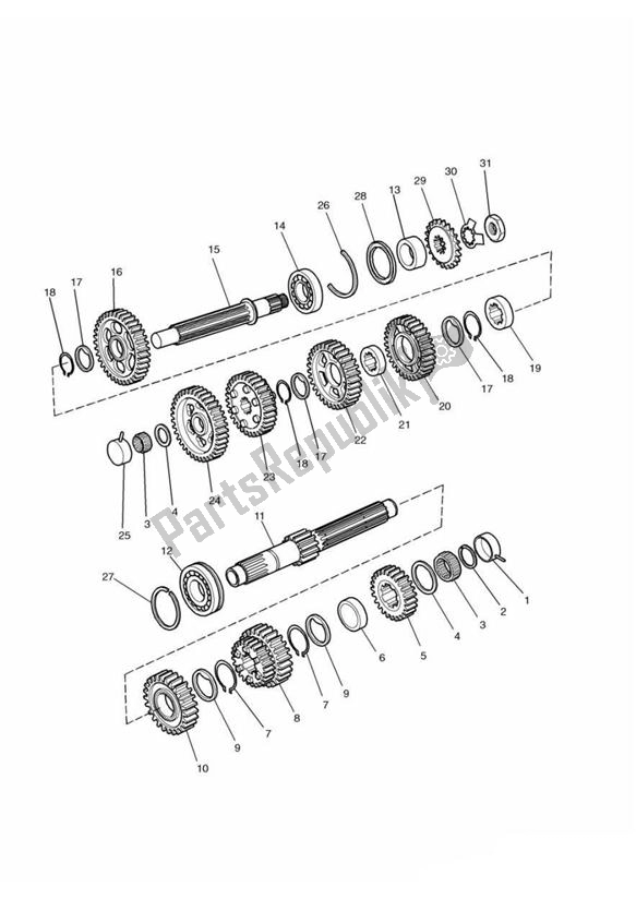 All parts for the Gears From Engine107969 of the Triumph Adventurer From VIN 71699 885 1999 - 2001