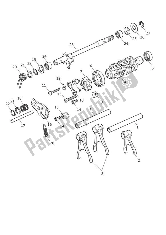 Todas las partes para Gear Selection Shaft Gear Selector Drum de Triumph Speed Triple 1200 RR 1160 2021 - 2024