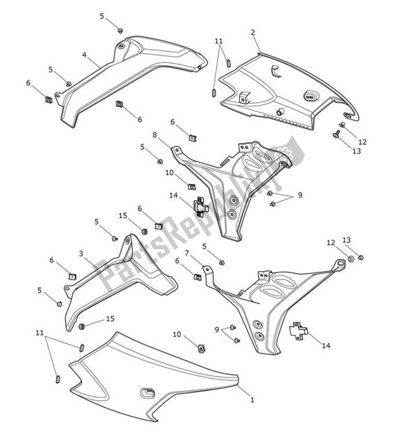 Todas as partes de Fairing Laterally do Triumph Tiger Sport From VIN 750470 1050 2021 - 2024