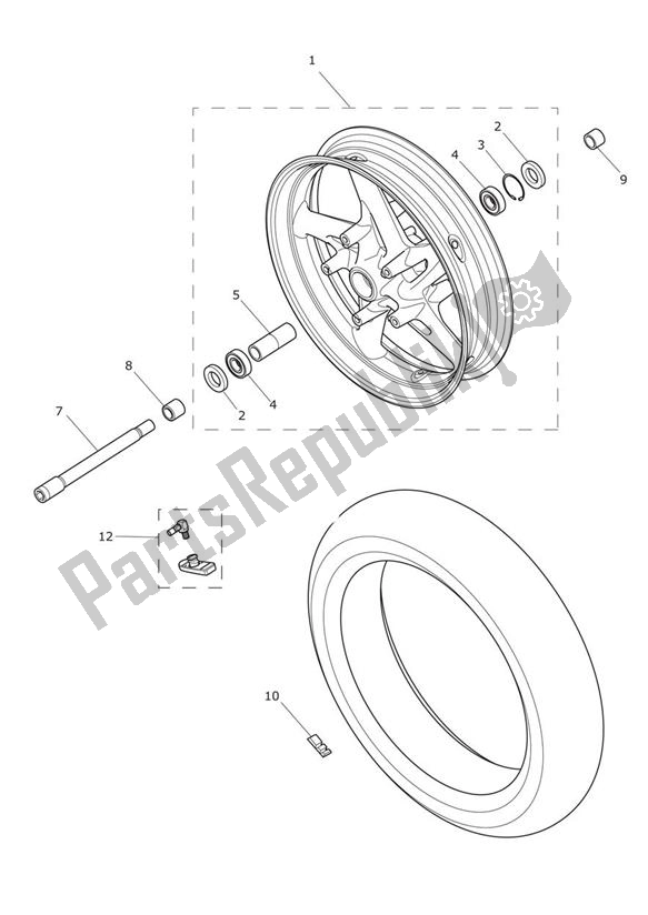 All parts for the Front Wheel of the Triumph Trophy 1215 SE 2013 - 2017