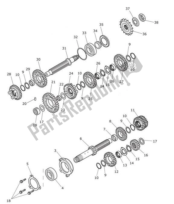 Tutte le parti per il Ingranaggi del Triumph Tiger XR From VIN 855532 1215 2018 - 2020
