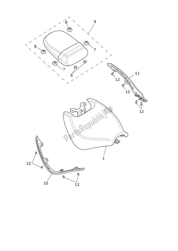 All parts for the Seats of the Triumph Rocket 3 R 2458 2020 - 2024