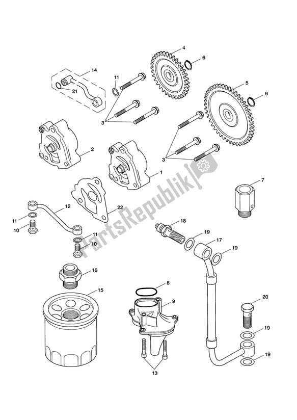 Todas as partes de Oilpump Lubrication do Triumph Bonneville EFI UP TO VIN 380776 865 2008 - 2011