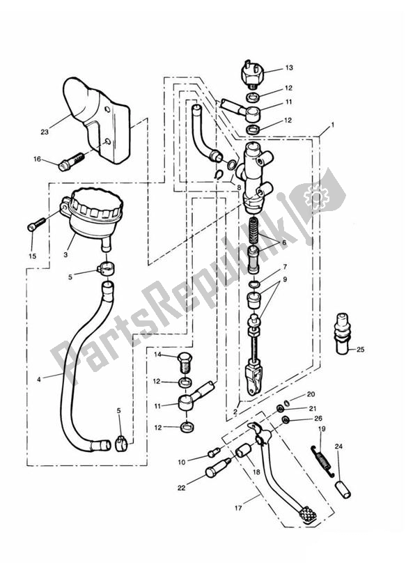 Wszystkie części do Master Cylinder Assy Rear Triumph Adventurer From VIN 71699 885 1999 - 2001