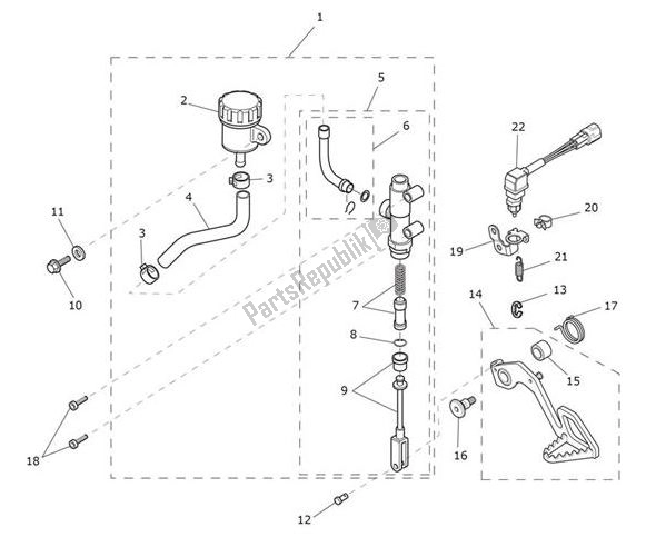 All parts for the Master Cylinder Assy Rear of the Triumph Tiger XRT From VIN 855532 1215 2018 - 2021