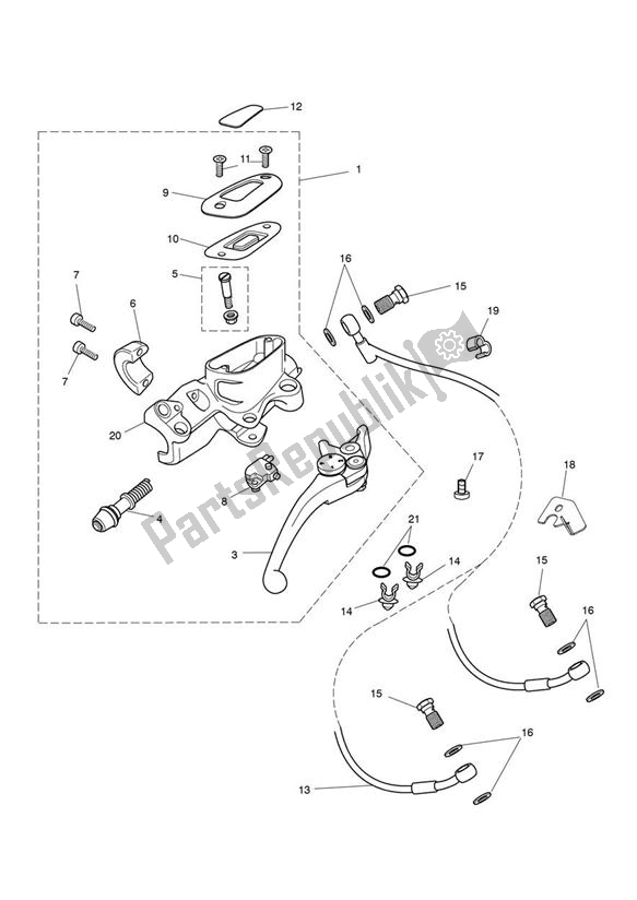 All parts for the Master Cylinder Assy Front of the Triumph Rocket III Roadster 2294 2010 - 2017