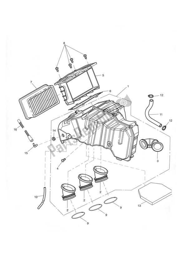 Tutte le parti per il Airbox (airfilter) del Triumph Tiger 955I Cast Wheels 2001 - 2006