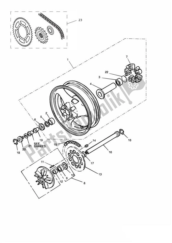 Todas las partes para Rear Wheel 900ccm de Triumph Speed Triple Carburator 885 1994 - 1997