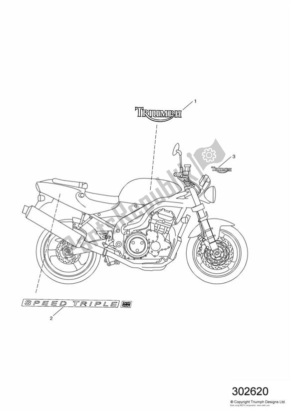 Toutes les pièces pour le Décalque du Triumph Speed Triple 955I From VIN 141872 2002 - 2004