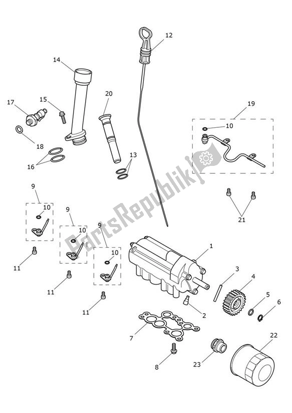 Tutte le parti per il Oilpump Lubrication del Triumph Rocket 3 R Black 2458 2021