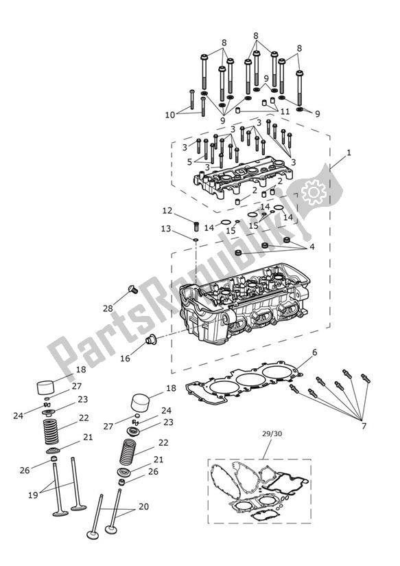 All parts for the Cylinder Head of the Triumph Tiger 1200 SE Desert 1215 2018 - 2020