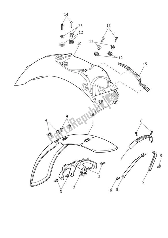 Tutte le parti per il Parafango del Triumph Bonneville T 100 Black From 2016 900 2017 - 2021