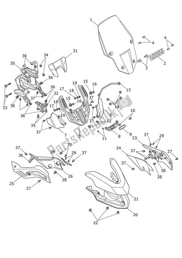 Alle onderdelen voor de Cockpit van de Triumph Tiger 900 Rally PRO UP TO BP 4995 888 2020 - 2021