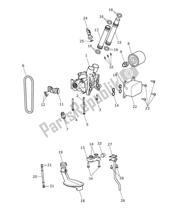 All parts for the Oilpump Lubrication of the Triumph Tiger 1200 XCA 1215 2018 - 2021